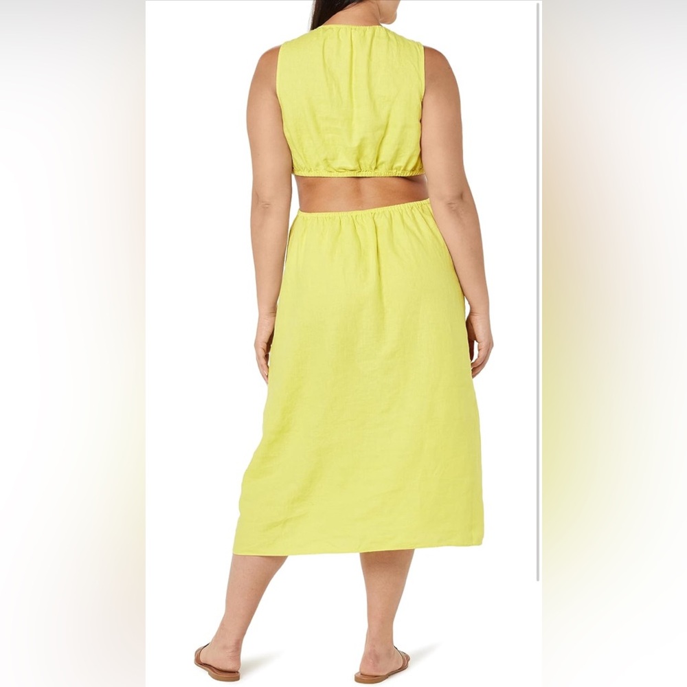 100% Linen Women's Sade Cutout Midi Dress - Picture 2 of 3